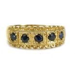 9ct gold sapphire five stone ring, size M, 2.6g