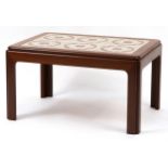 Mid century teak tile top coffee table, probably G Plan, 40cm H x 71cm W x 51cm D