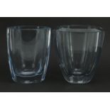 Stromberg, two Scandinavian pale blue glass vases, the largest 14.5cm high