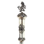 Russian silver Jewish torah pointer with lion knop, 20cm in length, 24.8g