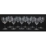 Good quality Victorian cut glassware with Greek key design including a set of six, the largest