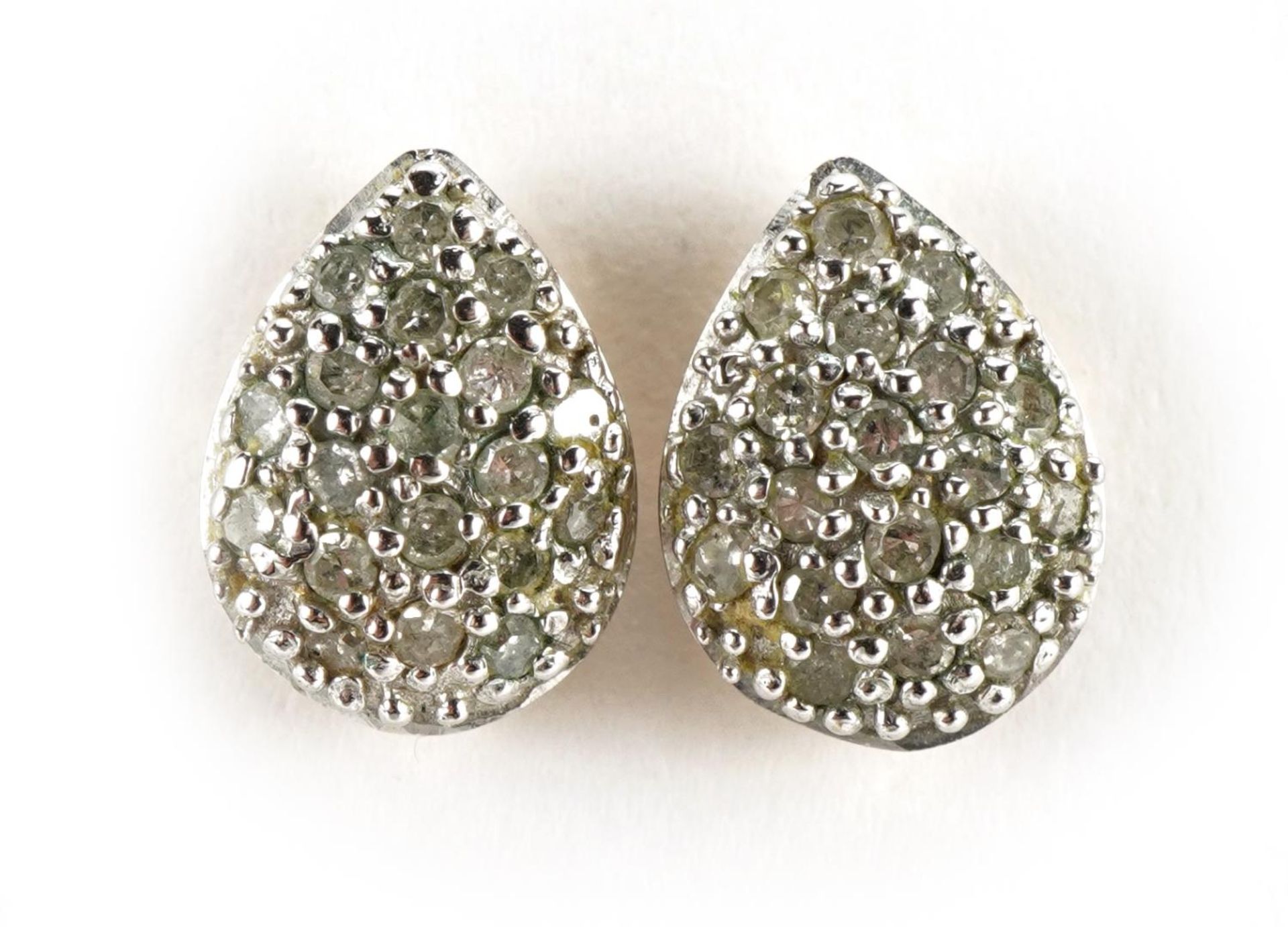 Pair of 9ct gold diamond cluster stud earrings, 9mm high, 1.3g