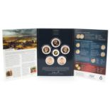 The Battle of Waterloo six coin set with folder including Duke of Wellington 14ct gold commemorative