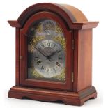 Tempus Fugit, Lincoln 31 day striking mantle clock with silvered dial, 36cm high