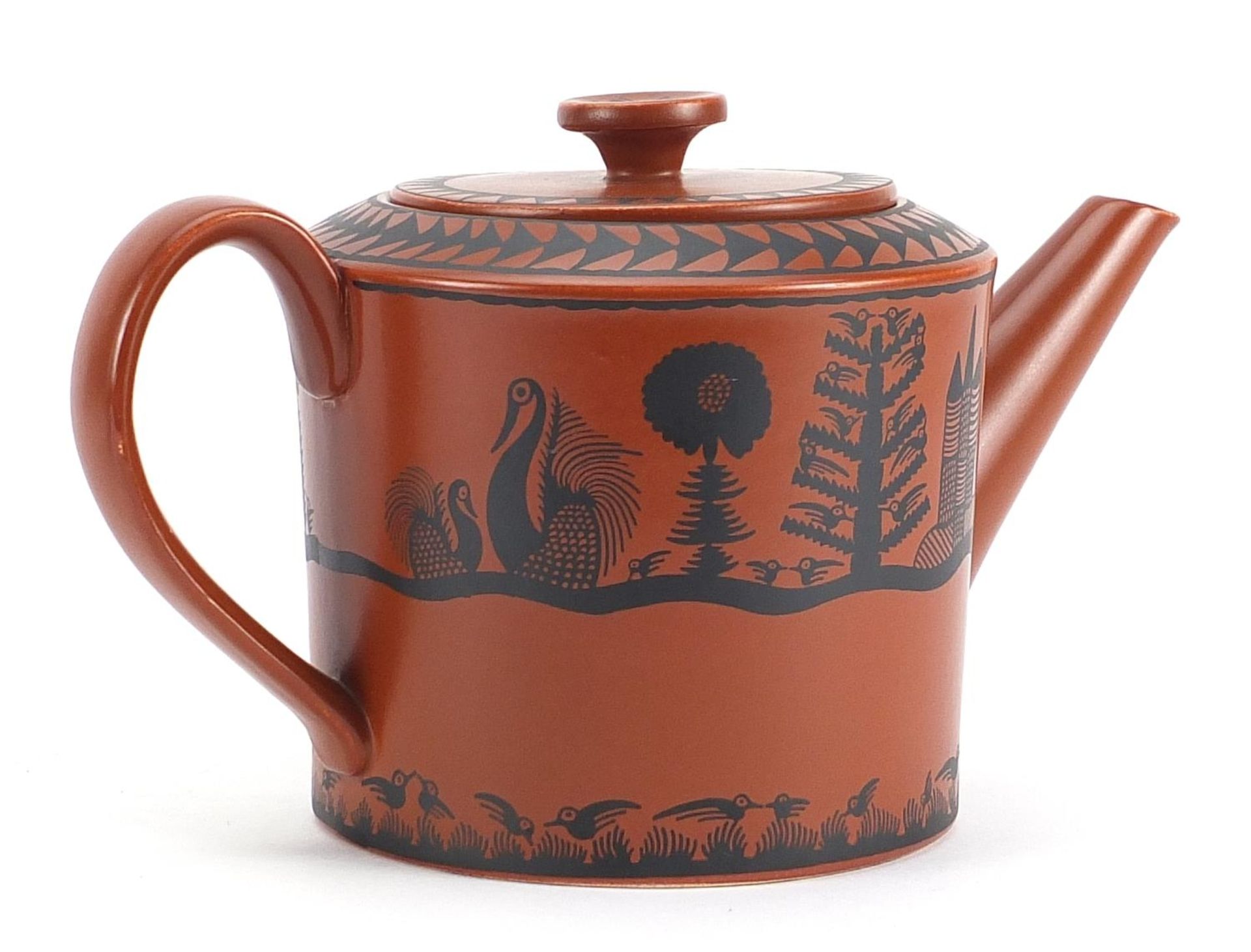 Scottie Wilson for Royal Worcester brown glazed porcelain including teapot, plate and dish, each - Bild 2 aus 4