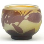 Emile Galle, French Art Nouveau cameo glass pot decorated with flowers, 7.5cm in diameter