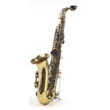 Corton by Amati chrome plated and brass alto saxophone with protective case, numbered 178985, 62cm