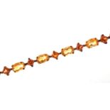 9ct gold citrine bracelet, 19cm in length, 6.1g