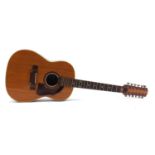 Hoyer, German wooden twelve string acoustic guitar with protective carry case