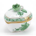 Herend of Hungary, porcelain trinket box and cover hand painted in the Chinese Bouquet pattern, 7.