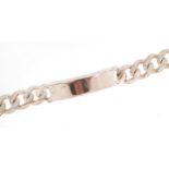 Heavy silver curb link chain identity bracelet stamped 925, 21cm in length, 61.4g