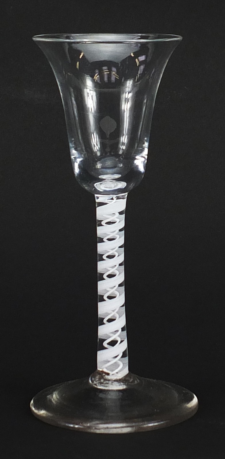 18th century wine glass with multiple opaque twist stem and bell shaped bowl, 16.5cm high - Bild 2 aus 3