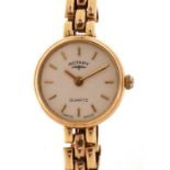 Rotary, 9ct gold ladies wristwatch with 9ct gold strap, the case 18mm wide, 13.8g