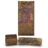 Ethiopian Tribal interest hand painted vellum healing scroll, 140cm in length