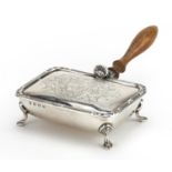 Ellis & Co, Elizabeth II silver butler's ashtray with hoof feet, Birmingham 1963, 15.5cm in