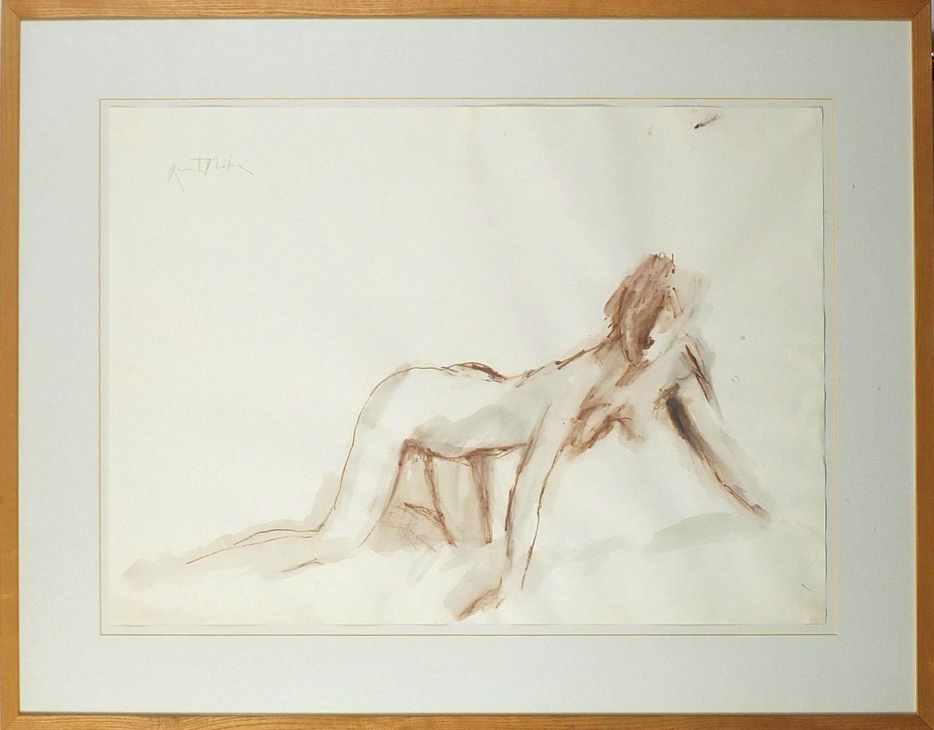 Quentin Blake - Study of a nude female, mixed media, mounted, framed and glazed, 71cm x 52cm - Image 2 of 4