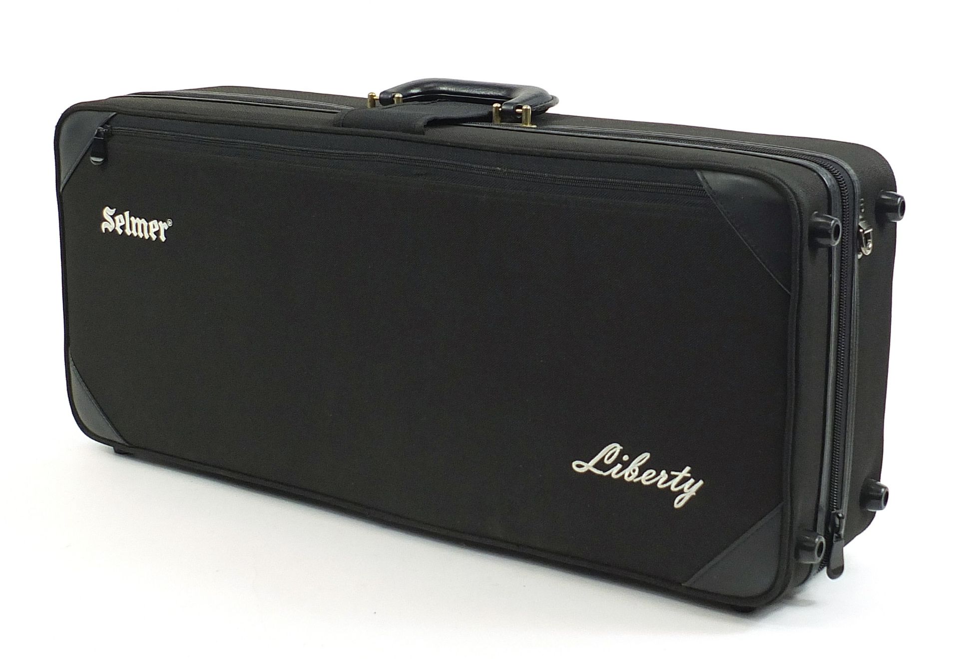 Liberty by Selmer chrome plated and brass alto saxophone with protective carry case and stand, - Image 7 of 7