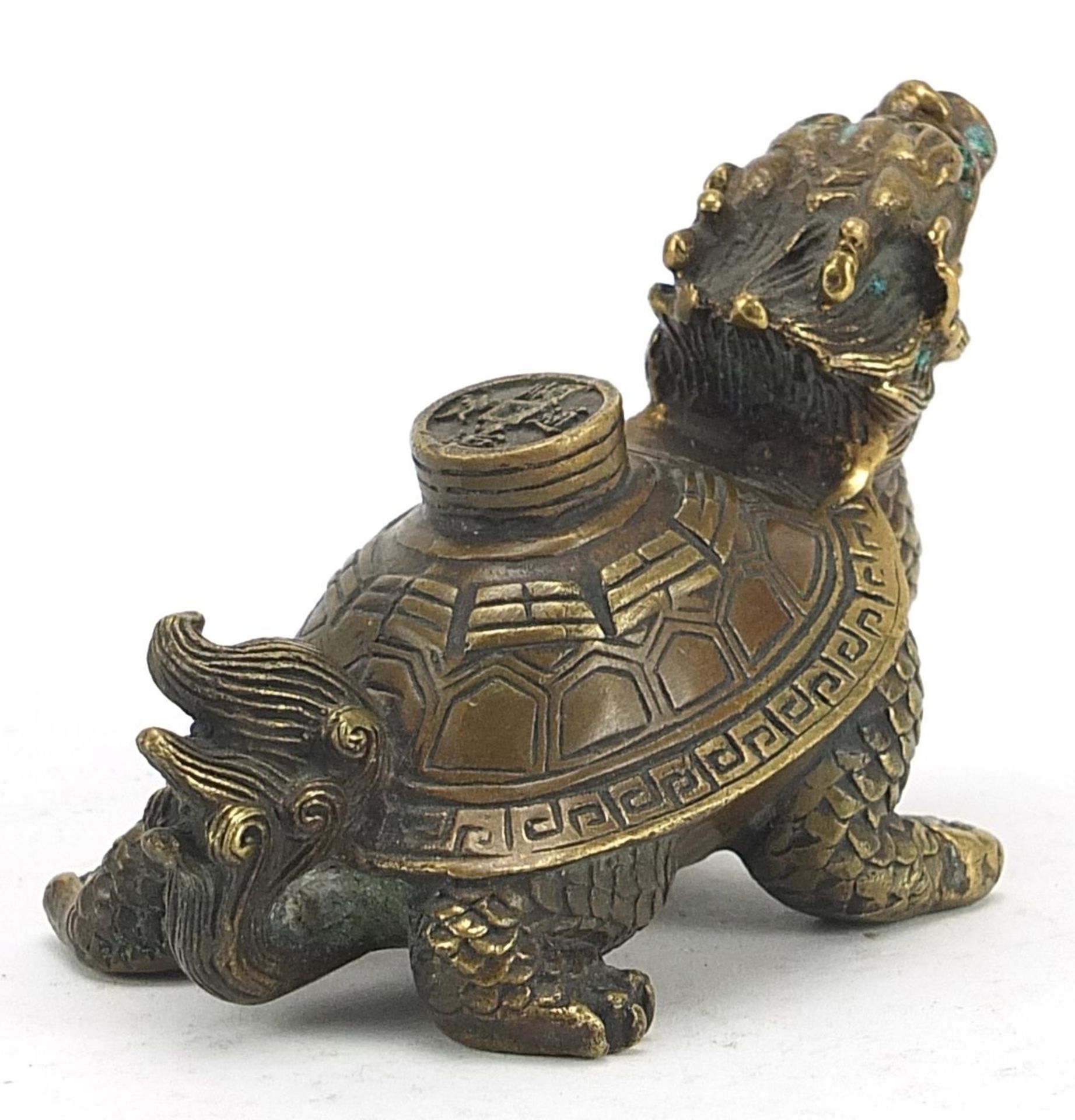 Chinese patinated bronze mythical animal, 11.5cm in length - Image 2 of 3