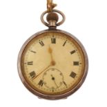 Military interest silver open face pocket watch, the dust cover engraved Presented to Lieutenant P G