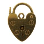 9ct gold love heart padlock, 1.8cm high, 1.7g