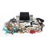 Costume jewellery and wristwatches, some silver including necklaces and earrings