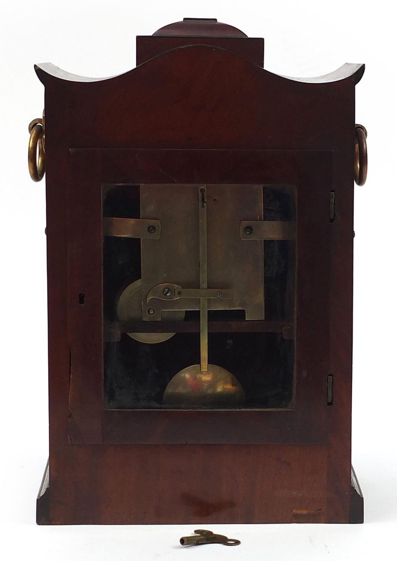 William IV mahogany bracket clock with circular dial painted dial having Roman numerals, 44cm high - Image 2 of 3