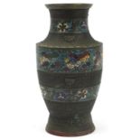 Japanese cloisonne bronze vase, 36cm high