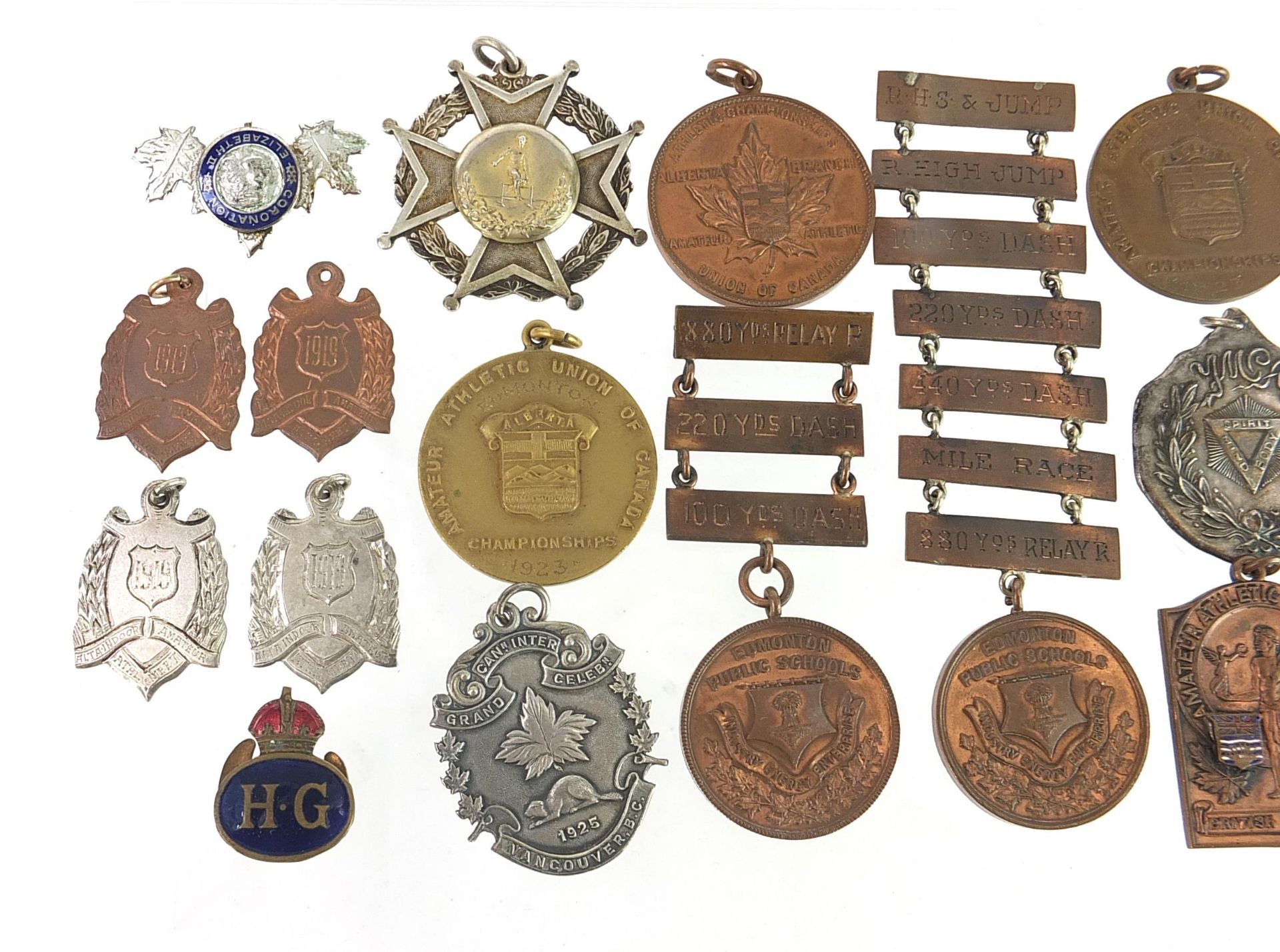 Predominantly athletic jewels and medallions, some silver including standing high jump awarded to - Image 2 of 4