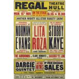 Regal Theatre, Hull, vintage theatre poster, framed and glazed, 75.5cm x 49.5cm excluding the frame