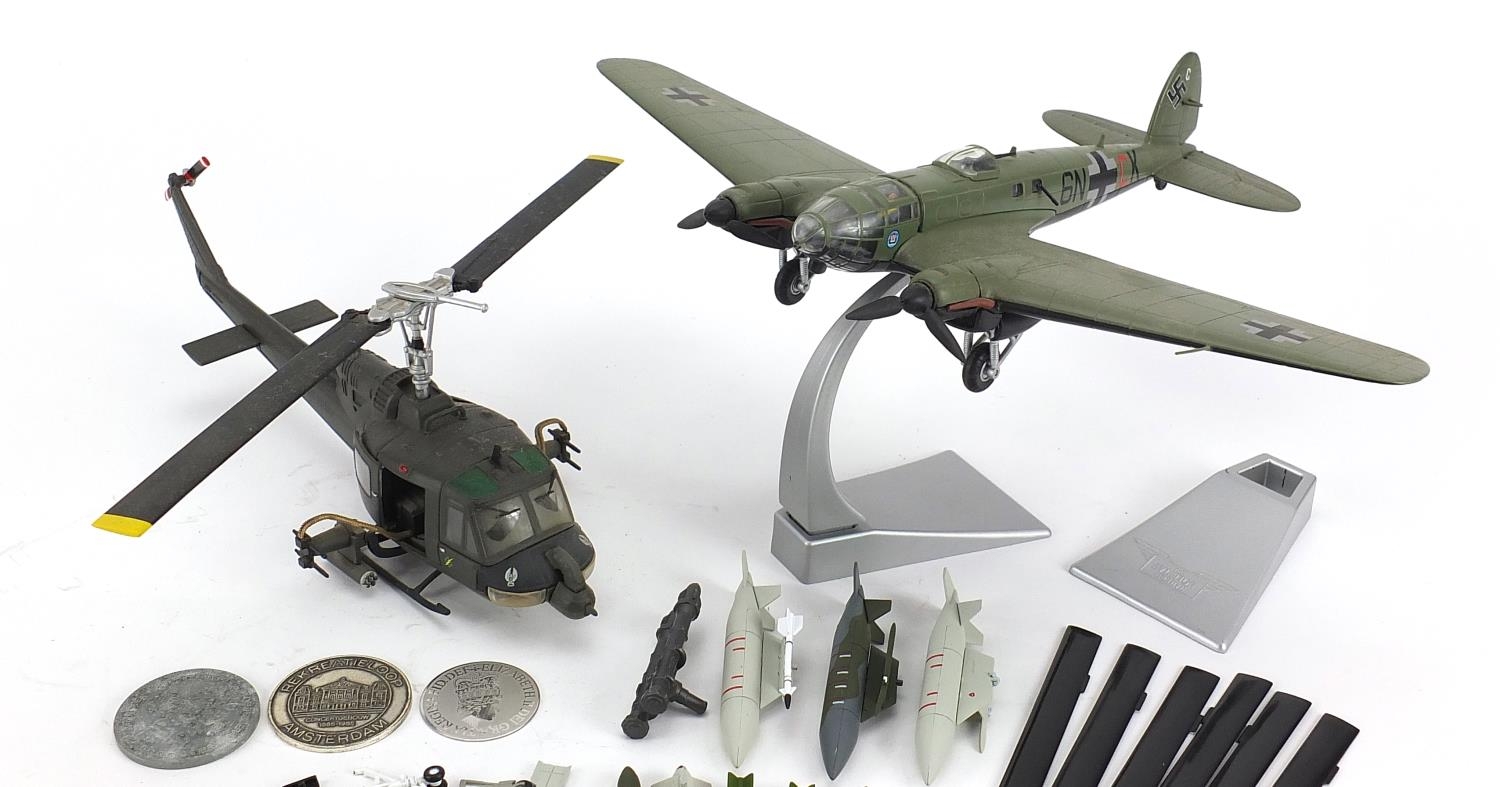 Two Corgi 1:72 scale diecast models comprising Heinkel HE 111 and Bell Helicopter with a - Image 2 of 3