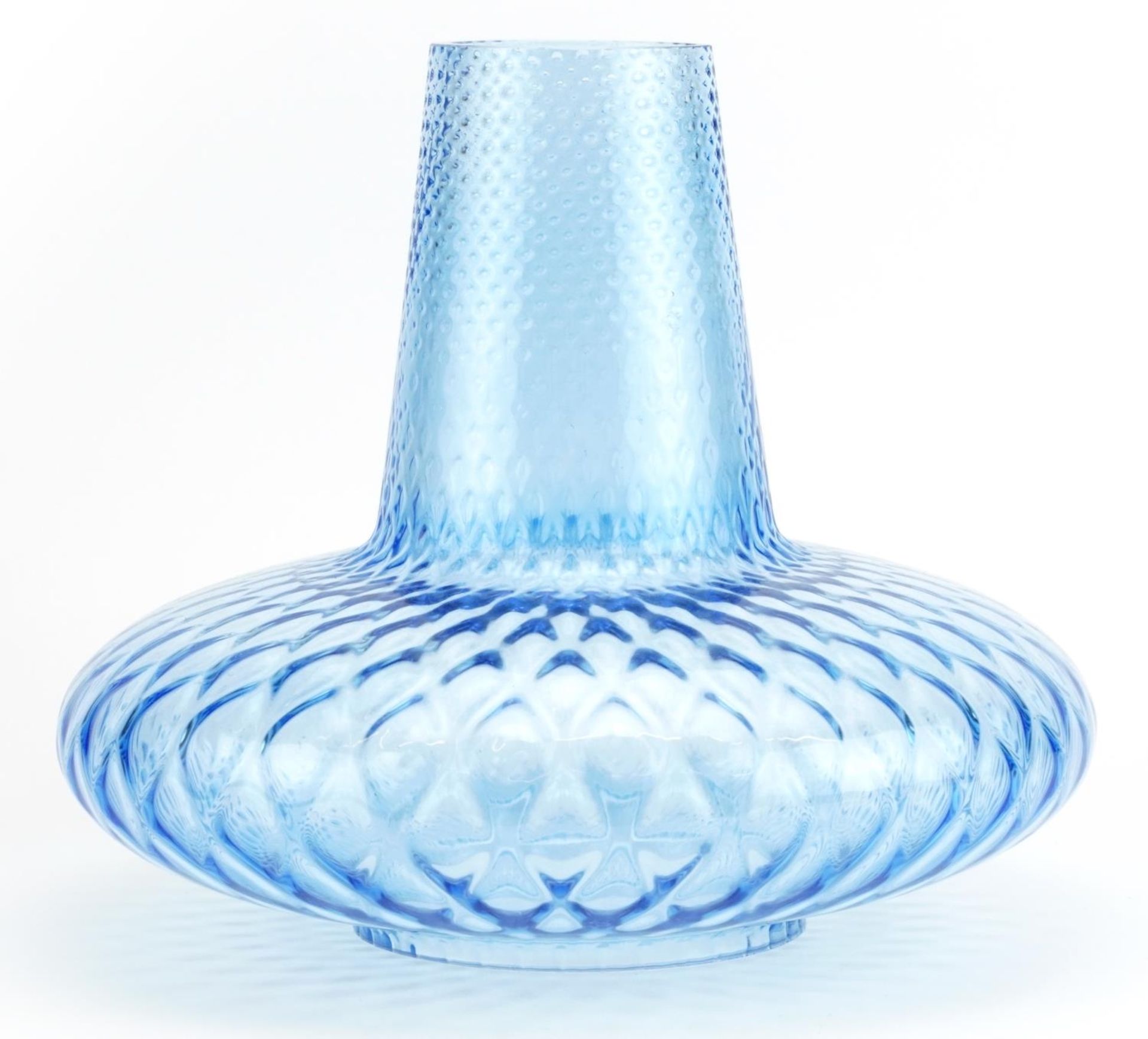 Blue art glass lamp shade, 27cm high x 30cm in diameter - Image 2 of 3