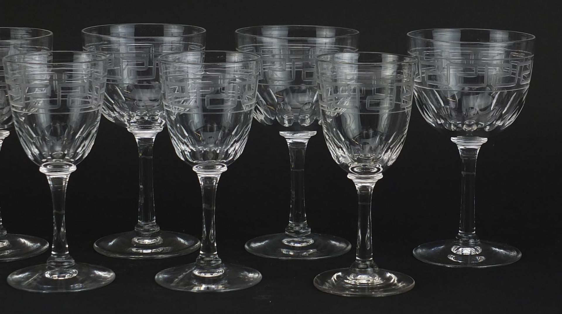 Good quality Victorian cut glassware with Greek key design including a set of six, the largest - Image 3 of 4