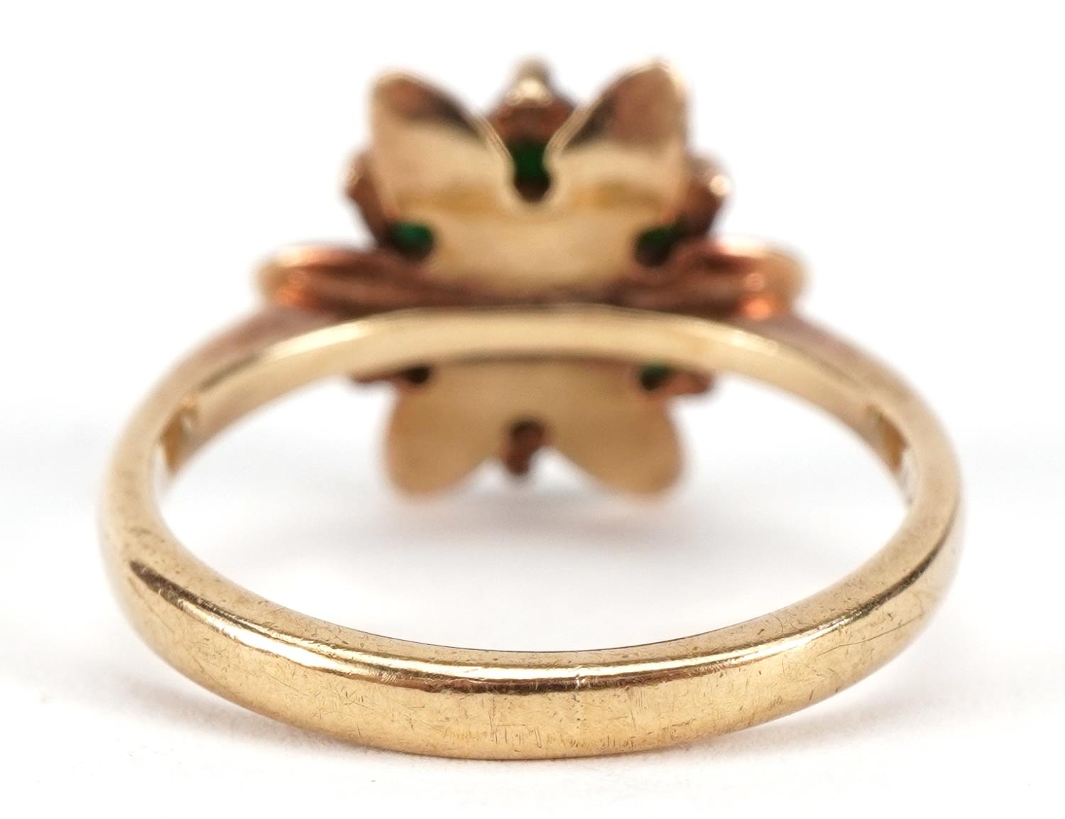 9ct gold turquoise flower head ring, size L, 3.1g - Bild 2 aus 5