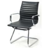 Eames style chrome ribbed back chair, 91cm high