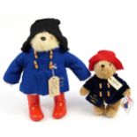 Vintage Paddington Bear with red boots and a 40th anniversary Paddington Bear, the largest 46cm high