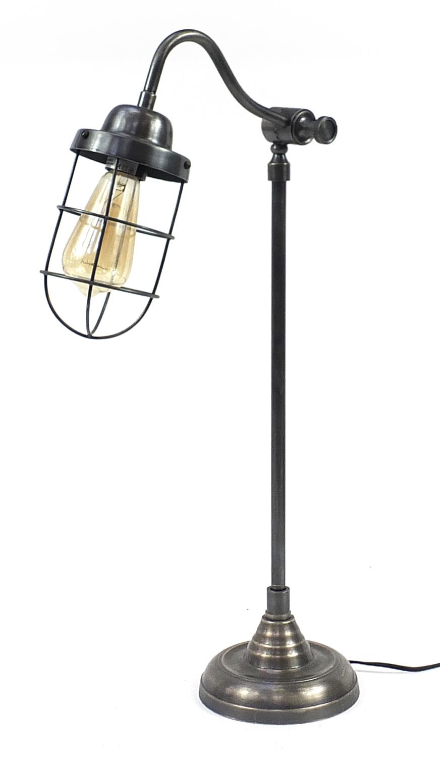 Industrial style polished metal adjustable table lamp, 70cm high