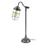 Industrial style polished metal adjustable table lamp, 70cm high