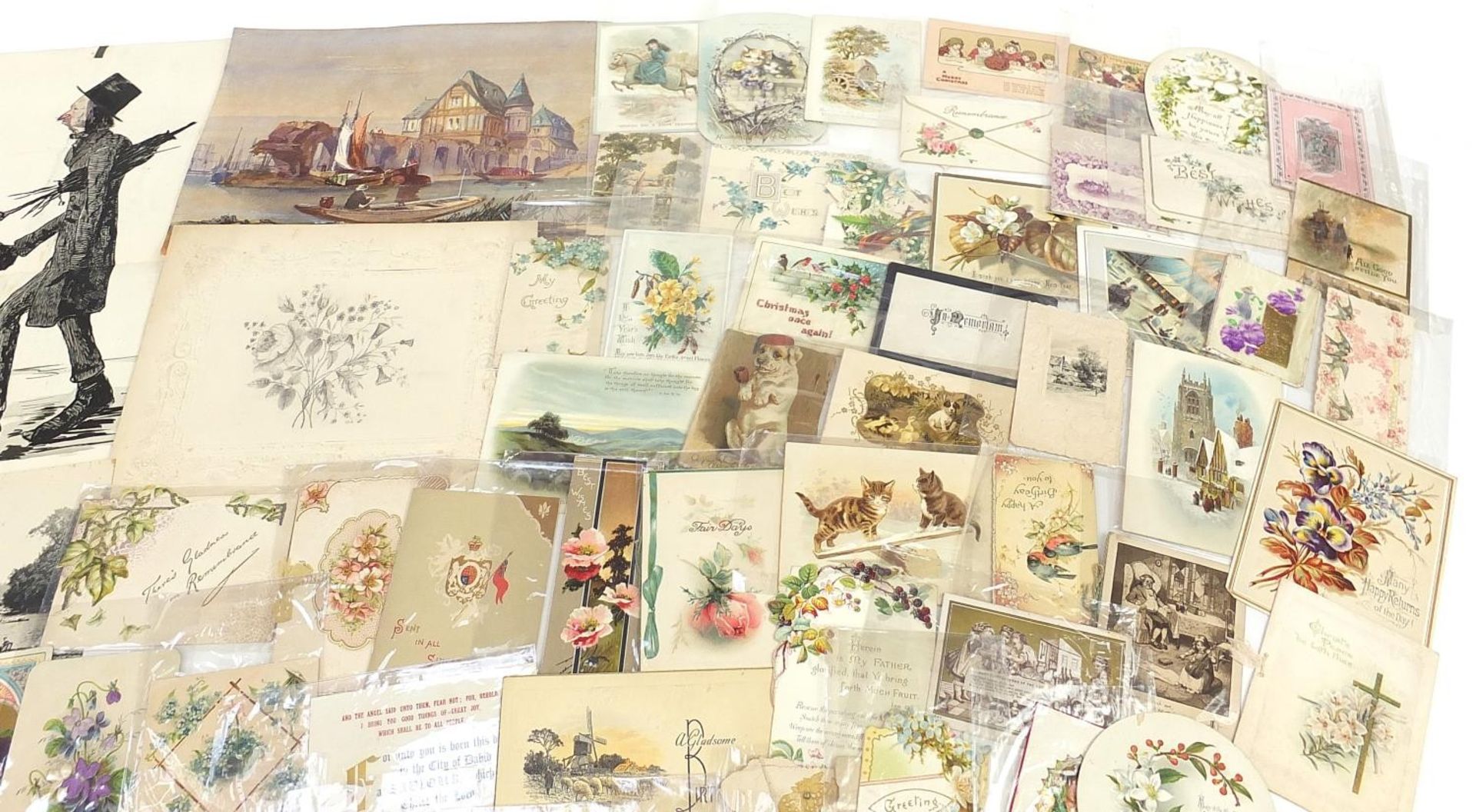 Collection of Victorian ephemera including greetings cards and drawings - Image 3 of 5