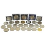 British coinage including commemorative crowns, 1937 crown and half ounce silver Britannia one pound