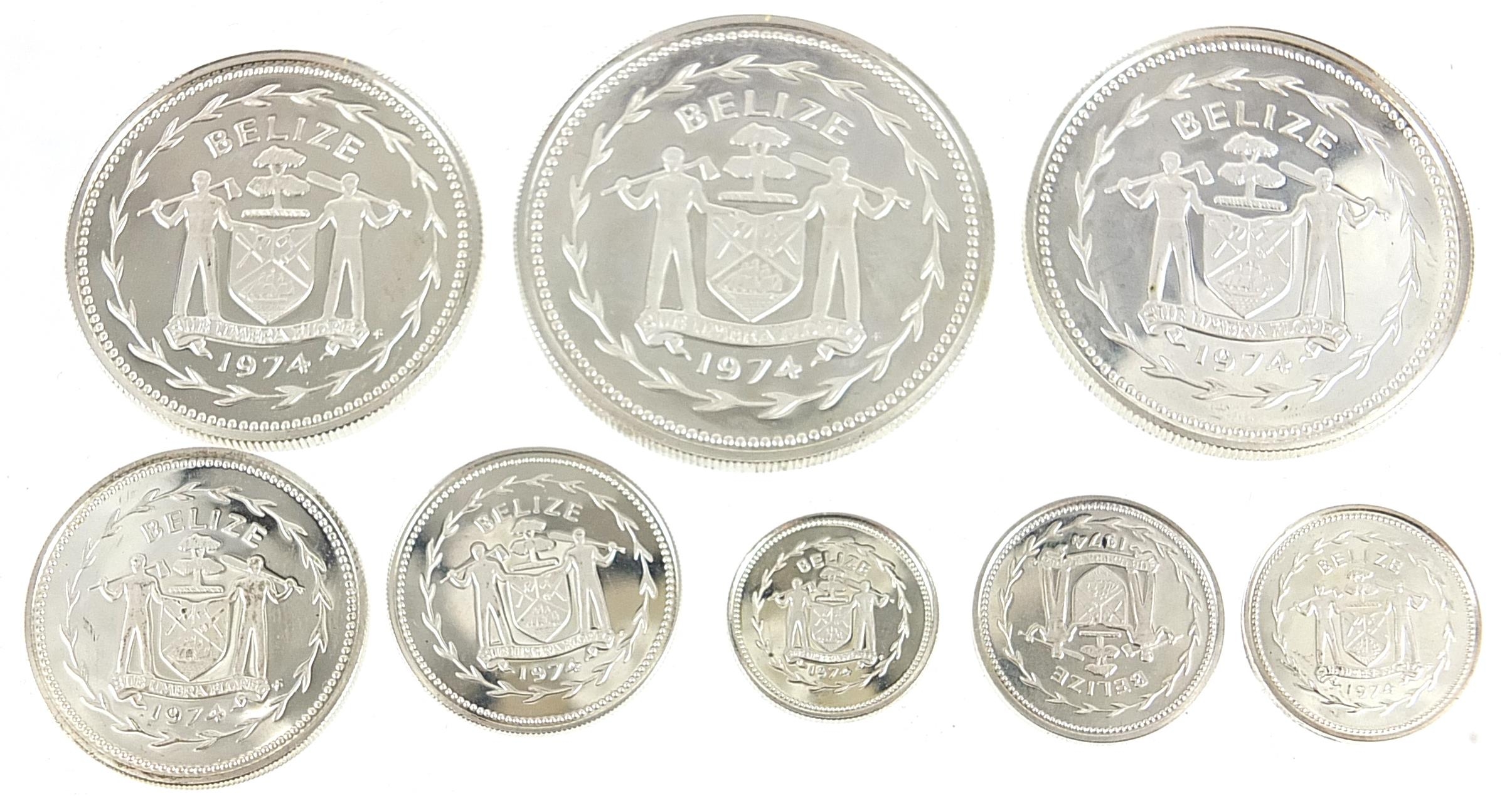 Belize 1974 collector's silver proof set minted at The Franklin Mint, with fitted case, total 102.8g - Bild 3 aus 4