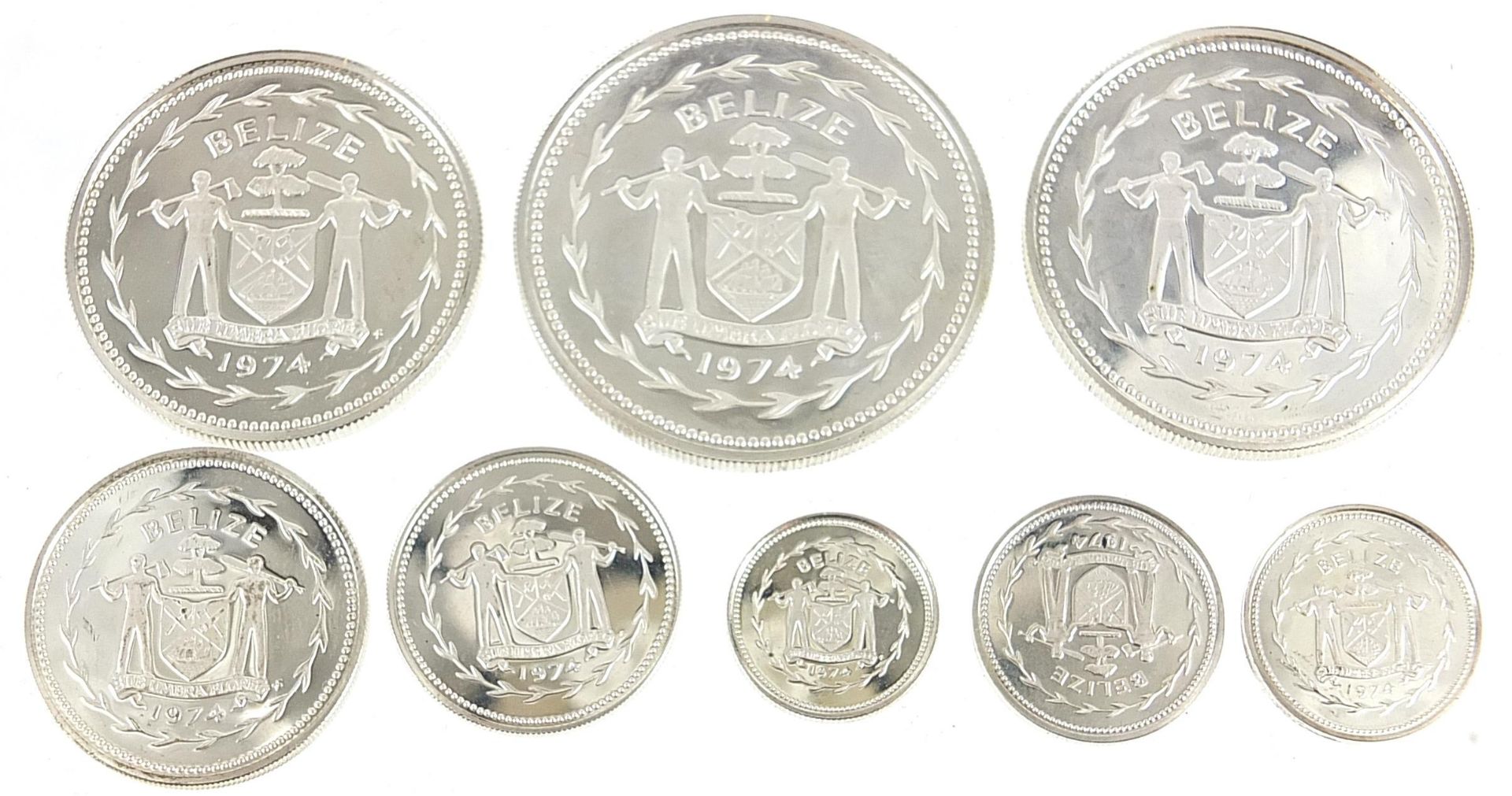 Belize 1974 collector's silver proof set minted at The Franklin Mint, with fitted case, total 102.8g - Image 3 of 4