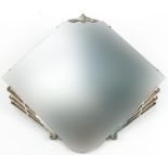 Art Deco wall hanging mirror with chromed mounts, 72cm x 62cm