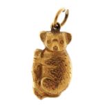 9ct gold koala charm, 1.9cm high, 0.9g