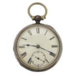 Waltham, gentlemen's silver open face pocket watch with enamelled dial, the movement numbered