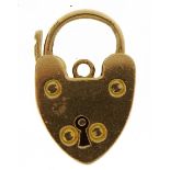 9ct gold love heart padlock, 2.3cm high, 3.0g