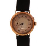 C H Grottendieck, 18ct gold wristwatch with subsidiary dial, 28mm in diameter