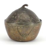Antique German bronze box and cover in the form of a fruit, 9cm high