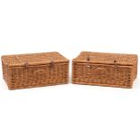 Two wicker picnic hampers, 23cm H x 57cm W x 38cm D