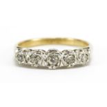 18ct gold diamond five stone ring, size K/L, 2.5g