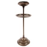 Art Nouveau Daalderop bronzed smoker's stand with tray, embossed with stylised motifs, 75cm high